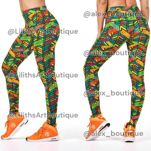 Zumba All Star High Waist Ankle Leggings Multi Size S (E105) - Picture 1 of 7
